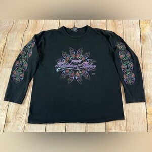 Vintage Quail Hollow Hardcore Biker Tribal Rose Sleeve Graphic Size Large